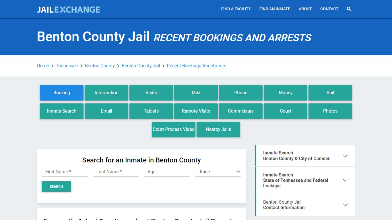 Benton County Jail TN Recent Arrests and Bookings - Jail Exchange